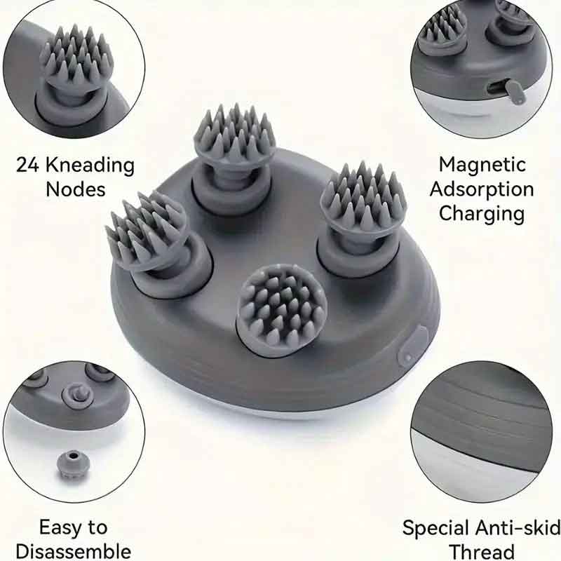 96 Silicon Kneading Points with Detachable Heads Electric Head Soothe Scalp Massager