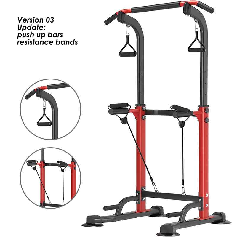 Versión 03 Actualización de barras de flexiones y bandas de resistencia Torre de dominadas y fondos al por mayor Estación de inmersión de potencia PT02