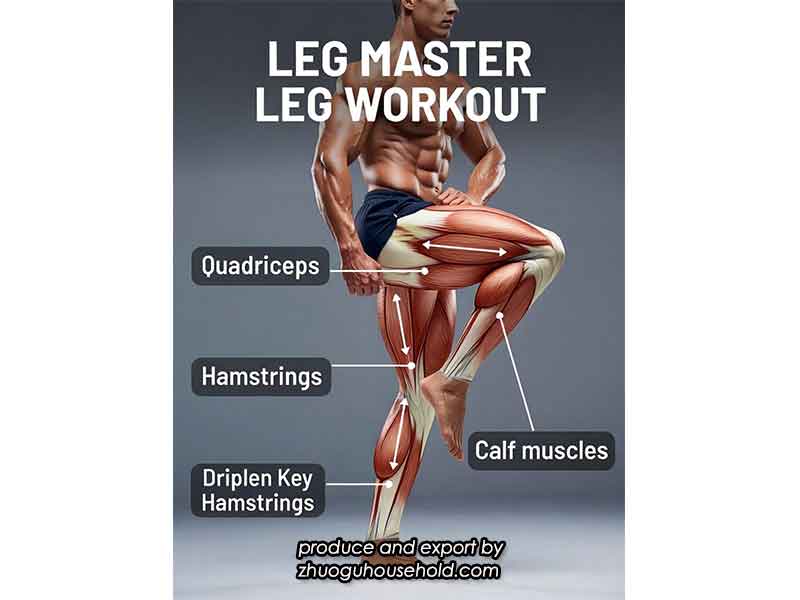 Illustrated muscle groups toned by foldable Leg Master trainer