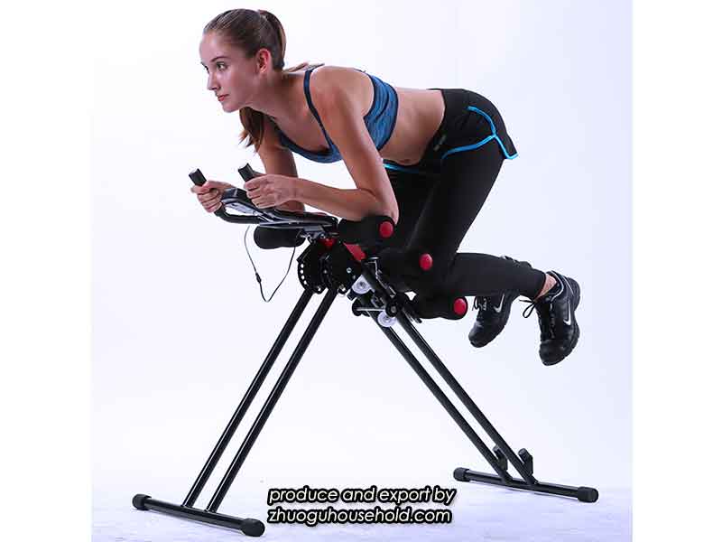 Ergonomic padded crunch fitness machines for abdominal toning