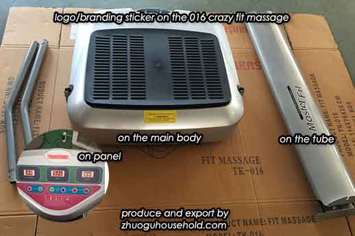 logo/branding sticker on the 016 crazy fit massage